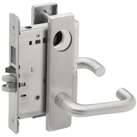 Schlage Faculty Restroom Mortise Lock, 03L Design, Less Cylinder, Satin Chrome L9485L 03L 626 LH